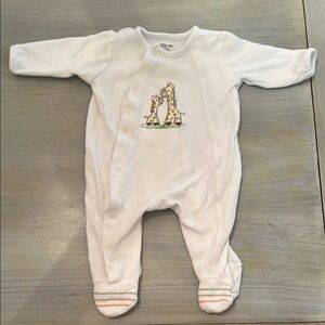 Little Me White Footie with Giraffe Design